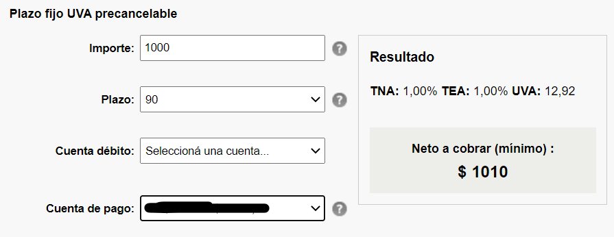 Simulación plazo fijo UVA