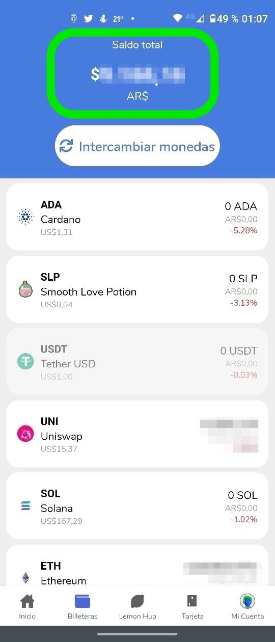 Billeteras Cripto en Lemon App