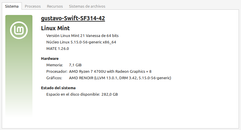 Configuración de mi Notebook de trabajo Acer Swift 3 con Linux Mint 21.