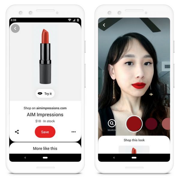 Pinterest lanza Try On, con tecnología de Lens