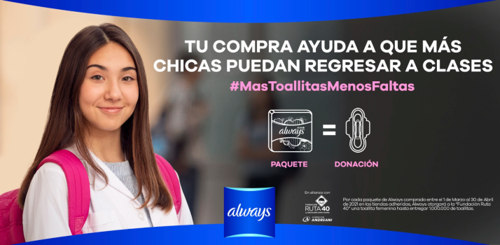 Always lanza la tercera edición de la campaña “Más toallitas Menos Faltas”