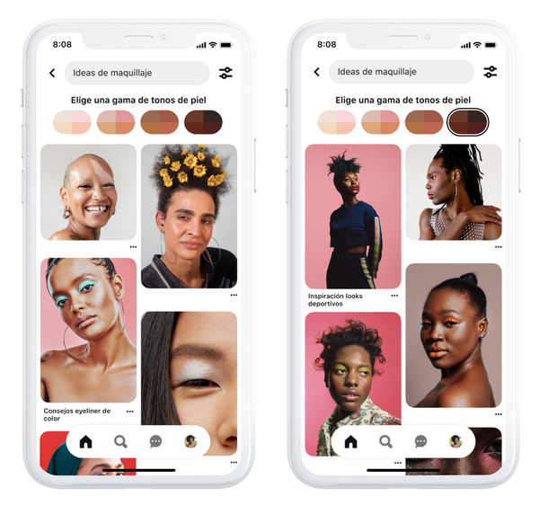 Pinterest amplía su función de gama de tonos de piel a más países